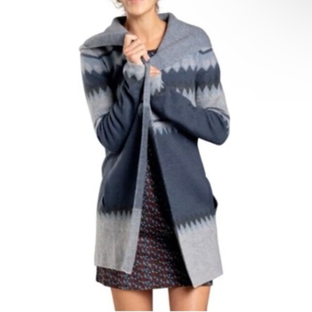 Toad & Co 100% Merino Wool Merritt Hooded Cardigan Blue Gray S - Picture 3 of 12